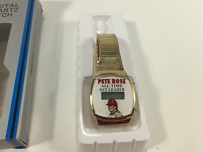 #ad #ad Vintage NOS Pete Rose Digital Quartz Watch in Original Box Hong Kong Gold Band
