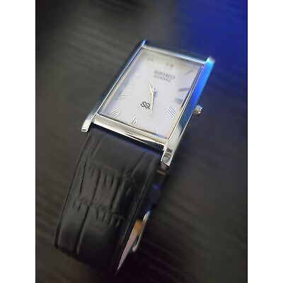 #ad #ad NEW OLD STOCK Rare Vintage Seiko Slim Tank Quartz Men#x27;s Leather Wrist Watch