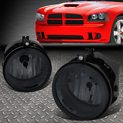 #ad FOR 05 10 DODGE CHALLENGER CHARGER SMOKED LENS BUMPER DRIVING FOG LIGHT LAMPS