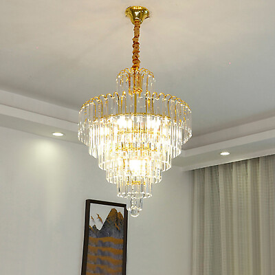 #ad Elegant Crystal Chandelier Modern Ceiling Light Pendant Fixture Lighting Lamp