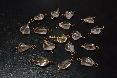 #ad 20Pcs Crystal Quartz Nugget 9x11 10x14mm Smooth 24k Gold Plated Wire Connector