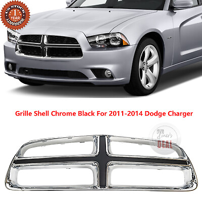 #ad Front Grille Shell Chrome Black For 2011 2014 Dodge Charger Sedan 68092602AA
