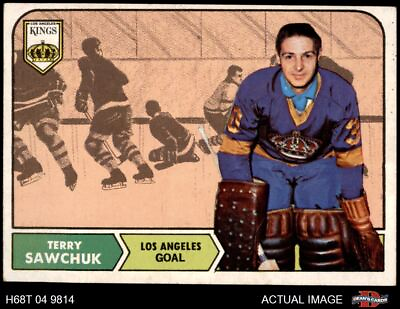 #ad 1968 Topps #34 Terry Sawchuk Kings Hockey HOF 4 VG EX