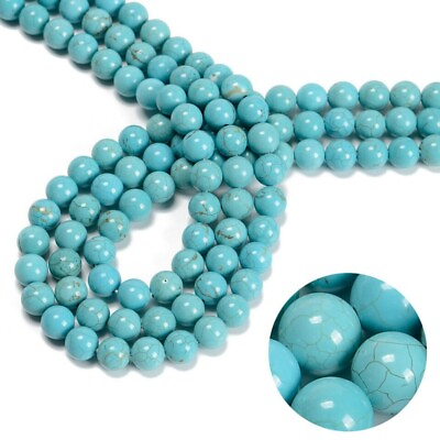 #ad 100Strand 15quot; Wholesale Natural Turquoise Stone Round Spacer Loose Beads 8MM DIY