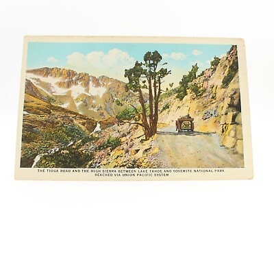 #ad #ad UNION PACIFIC RAILROAD Advertising Postcard TIOGA ROAD Lake Tahoe Yosemite