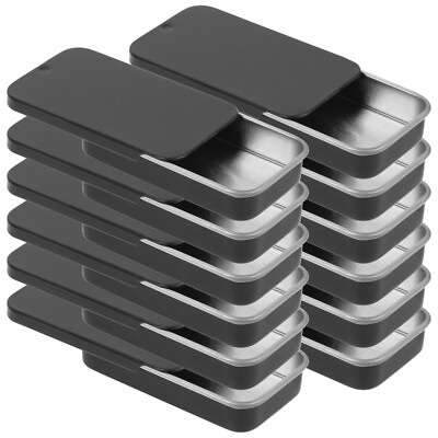#ad 12PCS Boxes Mini Portable Tin Box with Sliding Lid Boxes for Small Items