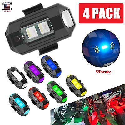 #ad 4Pcs Chargeable 7 Colors Motorcycle Bike Drone LED Aircraft Warning Strobe Light