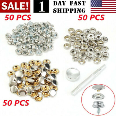 #ad 150PCS Stainless Steel Boat Marine Canvas Fabric Snap Cover Button amp; Socket Kit