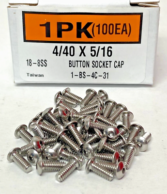 #ad New 4 40 x 5 16quot; Button Socket Cap Screw Stainless Steel 100ea