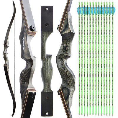 #ad 60quot; Hunting Recurve Bow 20 60lbs Takedown Wooden Bow Carbon Arrow Archery Target