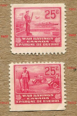 #ad 2 CANADA 1940 FWS7 amp; FWS13 25c Soldier Federal War Savings POSTAGE STAMPS