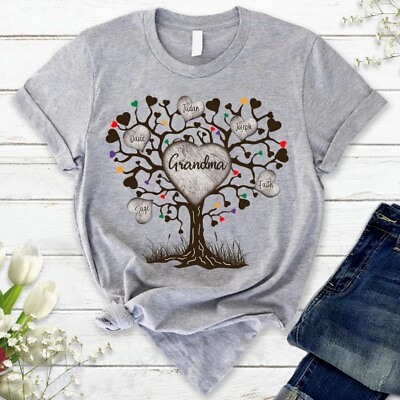 #ad Personalized Grandma Tree Heart With Grandkids Cute Mother Day T ShirtS 5XL