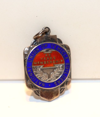 #ad #ad Sterling National Union of Vehicle Builders 45 Year Pendant Signed Enamel