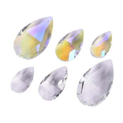 #ad 5pcs Teardrop 22 28 38mm Faceted Crystal Glass Chandelier Prism Pendant Beads