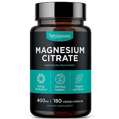 #ad Magnesium Citrate 400mg 180 Caps Vegetarian Gluten Free Non GMO Phi