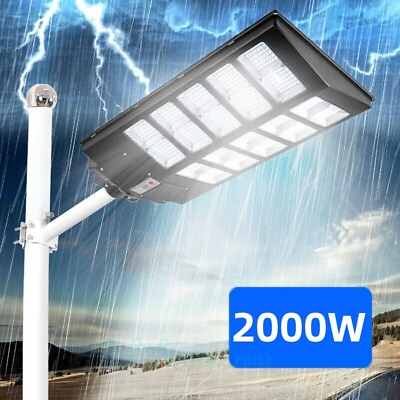 #ad Outdoor Commercial 2000W LED Solar Street Light IP67 Dusk to Dawn Road Lamp US