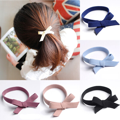 #ad 1Pcs Girl Elastic Bow Hair Band Ponytail Holder Headwear Hair Bands Hair Ring