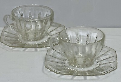#ad 2 Federal COLUMBIA CRYSTAL CUPS amp; SAUCERS