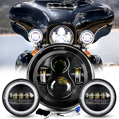 #ad For Harley Electra Glide Ultra Limited FLHTK 7quot; LED Headlight Passing Lights