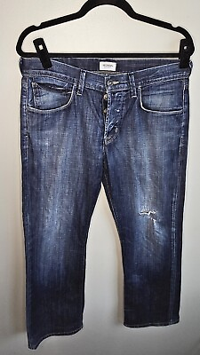 #ad Hudson Dark Wash Relaxed Straight Leg Jeans Size 32 With Hidden Button Fly