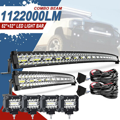 #ad 52Inch 1122W LED Light Bar Combo 32quot; 4quot; CUBE PODS OFFROAD SUV For Ford 50 30quot;