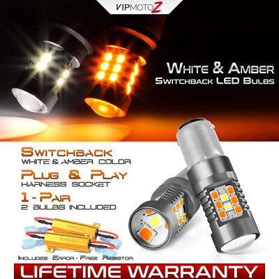 #ad 4PC KIT 1157 BAY15D 7528 White Amber Switch Back LED Lights Bulbs RESISTORS