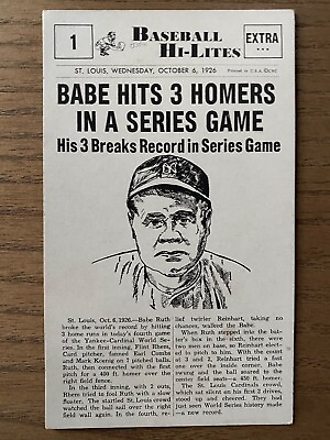 #ad 1960 CVC Baseball Hi Lites BABE RUTH Black Card #1 Scarce