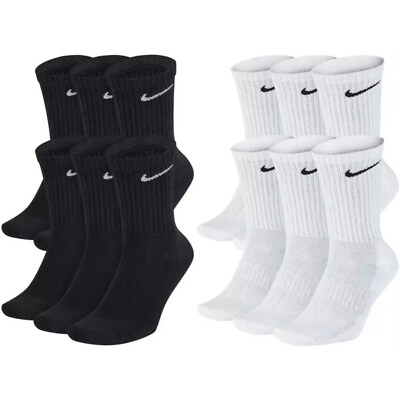 #ad Nike Men#x27;s Socks Dri Fit Everyday Cushioned Athletic Fitness Crew Training Socks