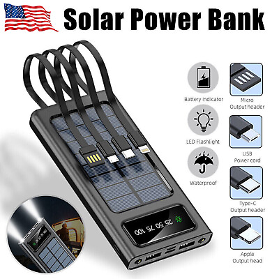 #ad Solar Power Bank 9000000mAh 4 USB Backup External Battery Charger for Cell Phone