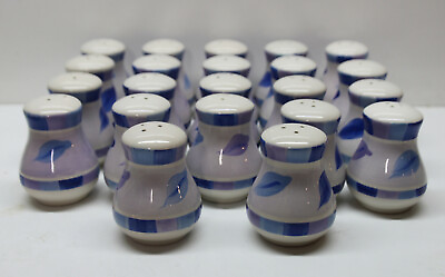 #ad Lot of 11 Pair WIDE Blue Violet White Ceramic Salt amp; Pepper Shakers Flower Buds