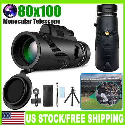#ad Day Night Vision 80x100 Zoom HD Monocular Starscope Monocular Telescope BAK4