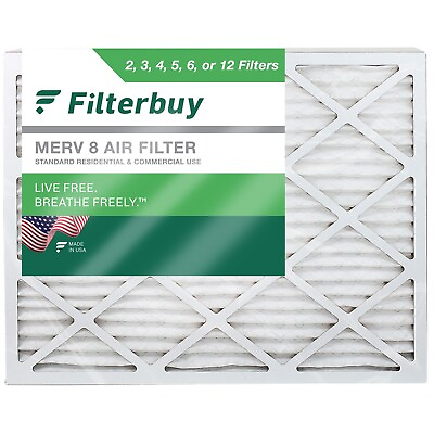 #ad Filterbuy 20x25x1 Pleated Air Filters Replacement for HVAC AC Furnace MERV 8