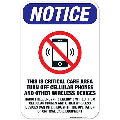 #ad This Is A Critical Care Area. Turn Off All Wireless Devices OSHA Notice Sign