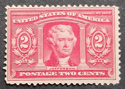 #ad SCOTT 324 MINT VF NH GUM CREASE IN ONE CORNER LOUISIANA PURCHASE 2 CENT RED