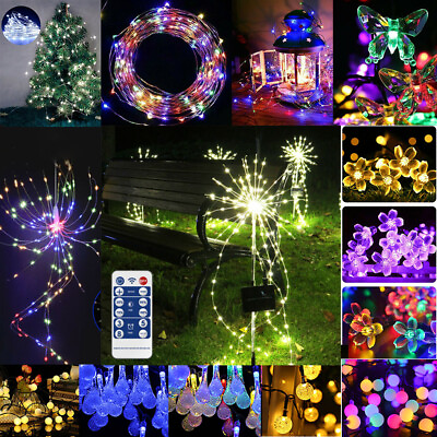 Outdoor LED Solar Fairy String Lights Waterproof Garden Party Christmas Decor