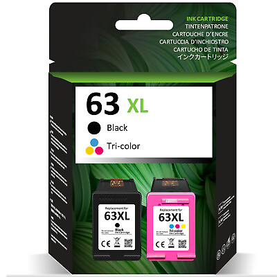 #ad 63XL Ink Cartridge Compatible for HP 63 OfficeJet 3830 4650 5255 Envy 4520 4522