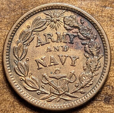 #ad 1860#x27;s Army and Navy Federal Union Must By Be Preserved Error Civil War Token