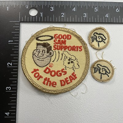#ad 3 Patches GOOD SAM SUPPORT DOGS FOR THE DEAF Patch Lot Style B 21X7