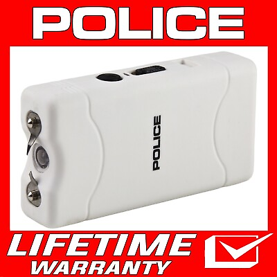 #ad POLICE Stun Gun Mini 800 380 BV USB Rechargeable LED Flashlight White