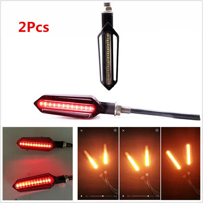 #ad 2X Dual Colors 24 LED Motorcycle Brake Taillight Flasher Strobe Turn Signal Lamp