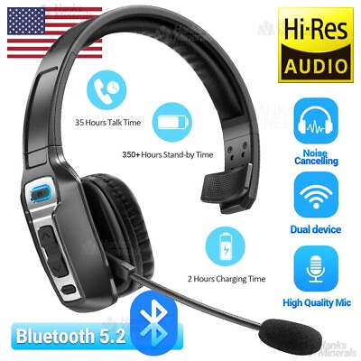 #ad Trucker Headset Wireless Bluetooth 5.2 AI Noise Cancelling Mic For Phones PC