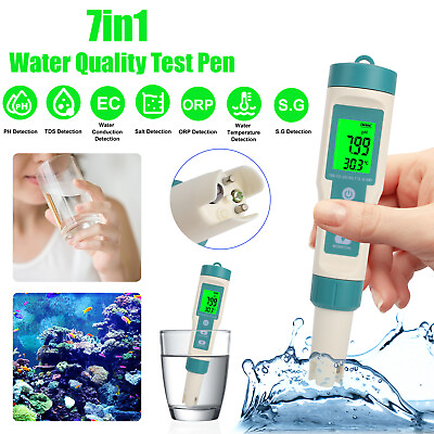 #ad 7 in 1 Digital LCD PH TDS EC ORP TEMP SG Salinity Water Quality Tester Meter Pen