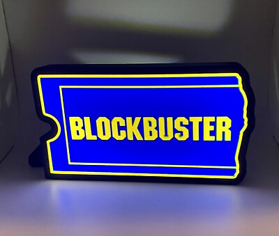 #ad Light Up Blockbuster Video Decoration 3d Printed Sign Extra Large XL 9” Wide