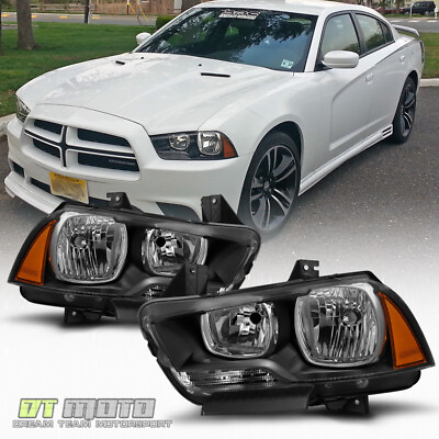 #ad Blk 2011 2014 Dodge Charger Halogen Headlights Headlamps Replacement LeftRight