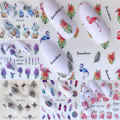 #ad Women Nail Art Sticker Water Decals Transfer Stickers Flowers Mixed Designs