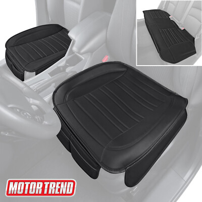 #ad Motor Trend Car Seat Cushions Front and Back Set Black Faux Leather Covers