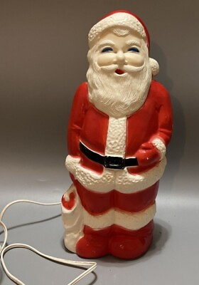 #ad #ad Vintage Union Products 13quot; Christmas Santa Claus Blow Mold Blue Eyes W Light
