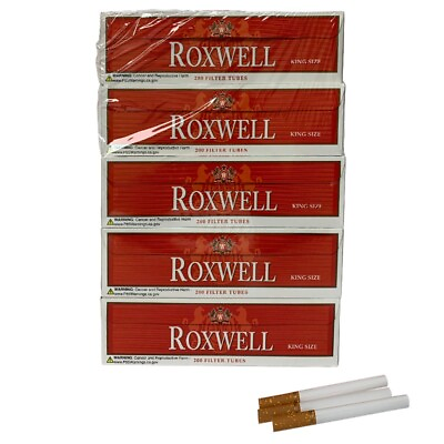 #ad Roxwell Cigarette Tubes King Size Original Red Superior Quality 5 Box of 200 Ct