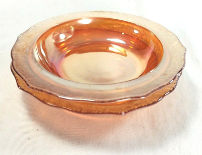 #ad 2 VTG Federal Depression Glass Normandie 6quot; Rimmed Bowl Peach Sunburst Lattice