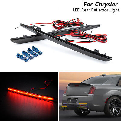 #ad 2x Smoked LED Rear Bumper Reflector Tail Signal Light For 15 20 Chrysler 300